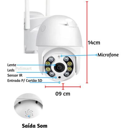 Imagem de Kit 2Câmeras IP Wi-Fi A08-Resistente Sol/Chuva-Detecta movi