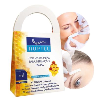 Imagem de Kit 2cx Folhas Prontas para Depilação Facial Buço Sobrancelha Mel Nupill 20 Folhas