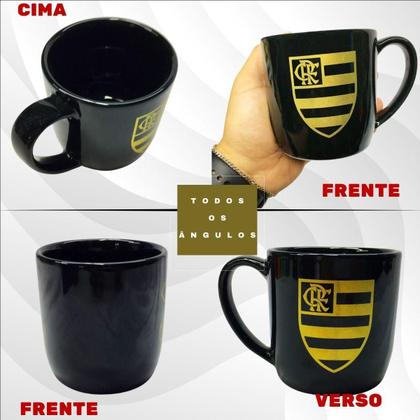 Imagem de Kit 2Un Caneca Preta Xícara Porcelana 300Ml Café Time