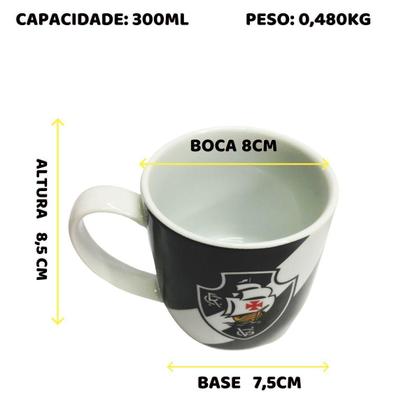 Imagem de Kit 2Un Canecas Xicara Porcelana 300Ml Café Vasco Preto