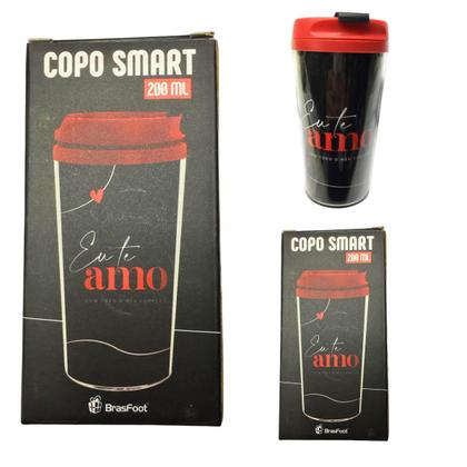 Imagem de Kit 2Un Copo Viagem Térmico Plástico Preto Smart 200Ml Café