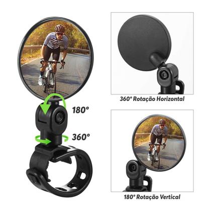 Imagem de Kit 2un Espelho Retrovisor Bicicleta Bike Convexo 360º Giratório P/ Guidão