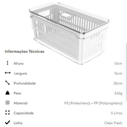 Imagem de Kit 2Un Pote Organizador Geladeira Salada Frutas E Verduras