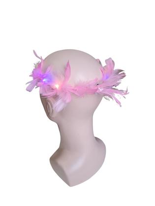 Imagem de Kit 2un Tiara Guirlanda Anjo Branco Com Penas Led Fantasia