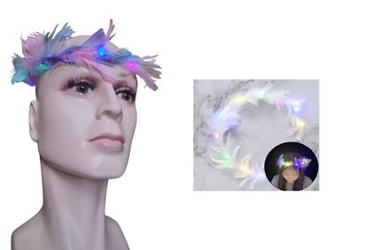 Imagem de Kit 2un Tiara Guirlanda Anjo Branco Com Penas Led Fantasia