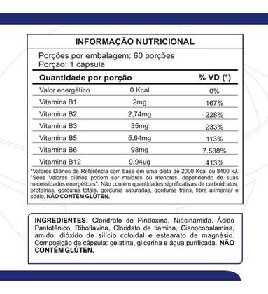 Imagem de Kit 2un Vitamina B12 Cianocobalamina 60 Cápsulas Sistema E Sem Sabor