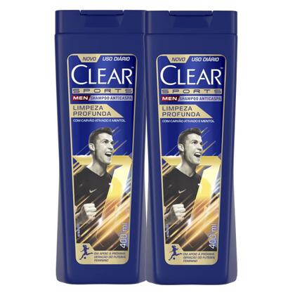 Imagem de Kit 2X 400ml Shampoo Anticaspa Clear Sports Men Limpeza Profunda