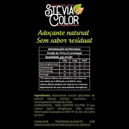 Imagem de KIT 2X - Adoçante vegano stevia em pó  Color Andina  50 sachês de 600 mg 