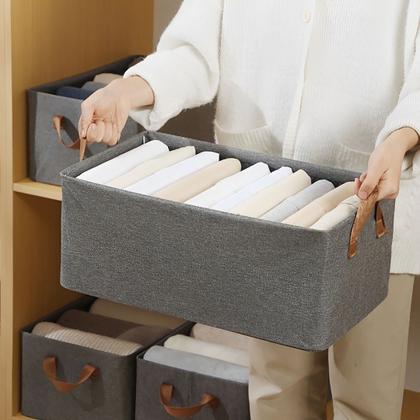 Imagem de Kit 2x Caixa Organizadora Cesto Dobrável Guarda Roupa Grande