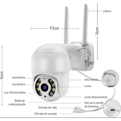 Imagem de Kit 2x Câmeras IP A8 Externa Wifi HD  PTZ, Zoom, 2 Antenas, Sensor, à Prova dÁgua