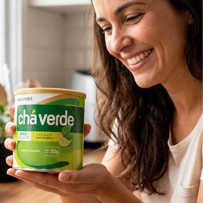 Imagem de KIT 2X Chá Verde Solúvel Zero Açucar e Calorias 250g - Maxinutri Sabor:Limão