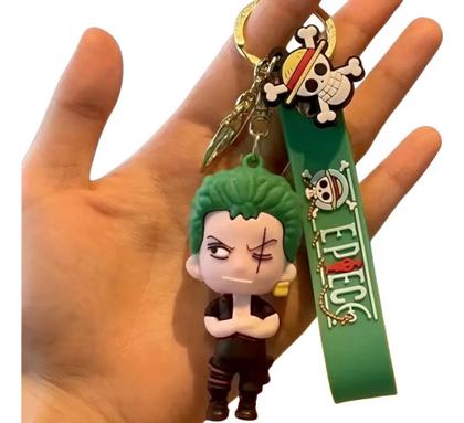 Imagem de Kit 2x Chaveiro 3d One Piece Luffy Roronoa Zoro Personagem Chave Carro Bolsa