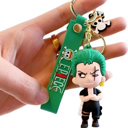 Imagem de Kit 2x Chaveiro 3d One Piece Luffy Roronoa Zoro Personagem Chave Carro Bolsa