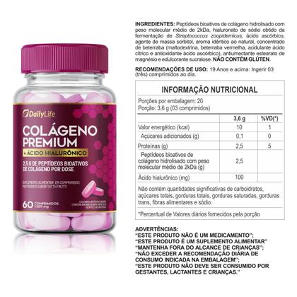 Imagem de Kit 2x Colágeno Premium com Ácido Hialurônico - 2,5g de Peptídeos Bioativos por Dose, Sem Glúten, Sabor Tutti-Frutti