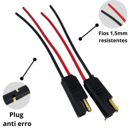 Imagem de Kit 2x Conectores 2 Vias Com Fio De 1,5mm Plug Para Caixa Engate Rápido Material Reforçado
