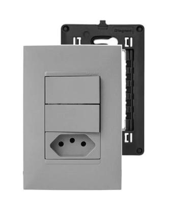 Imagem de Kit 2x Conjuntos 4x2 Interr Duplo +Tomada10A Pial Plus+Cinza