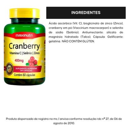 Imagem de KIT 2X Cranberry + Vitamina C e Zinco 60 cápsulas - Maxinutri