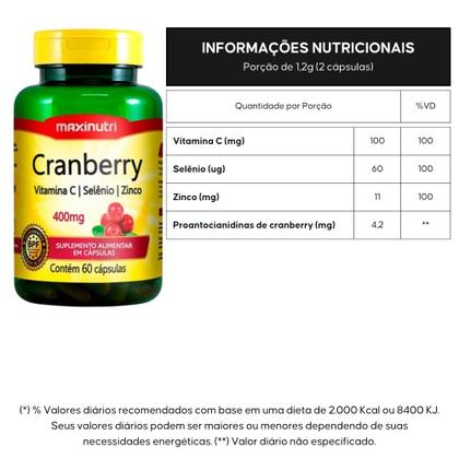 Imagem de KIT 2X Cranberry + Vitamina C e Zinco 60 cápsulas - Maxinutri