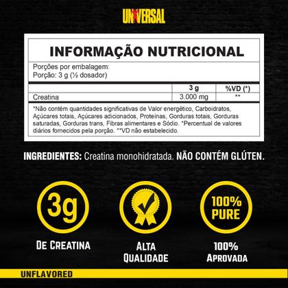 Imagem de Kit 2x Creatina Monohidratada 500g Refil - Universal Nutrition