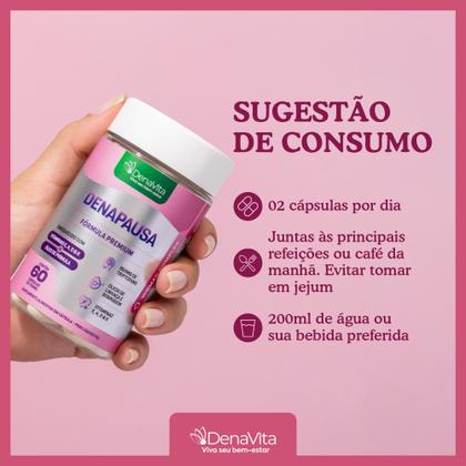 Imagem de Kit 2x Denapausa, Óleos de Prímula, Linhaça, Borragem, Vitaminas A, D, E, K, Triptofano, Menopausa e TPM, Denavita