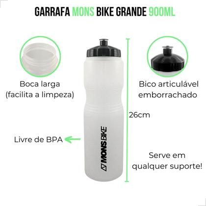 Imagem de Kit 2x Garrafa Bike Squeeze 900ml Grande + 2x Suporte Caramanhola Nylon Bike MTB