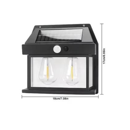 Imagem de Kit 2x Luminárias Solar Impermeável Arandela Sem Fio Com 2 Lâmpadas Recarregáveis Sensor De Presença Para Jardim Área Externa Corredor Quintal Escada