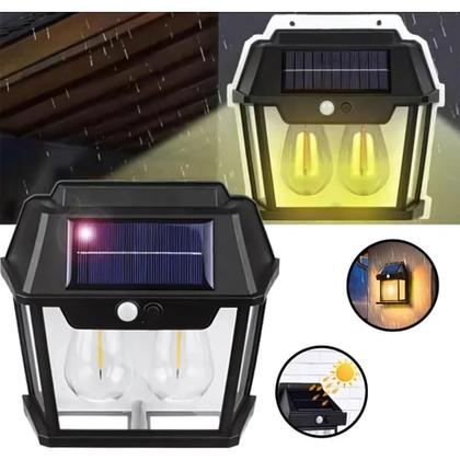 Imagem de Kit 2x Luminárias Solar Impermeável Arandela Sem Fio Com 2 Lâmpadas Recarregáveis Sensor De Presença Para Jardim Área Externa Corredor Quintal Escada