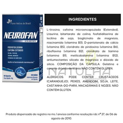 Imagem de KIT 2X Neurofan ULTRA (Fosfatidilserina + Vitaminas) 60 cápsulas - Flora Nativa