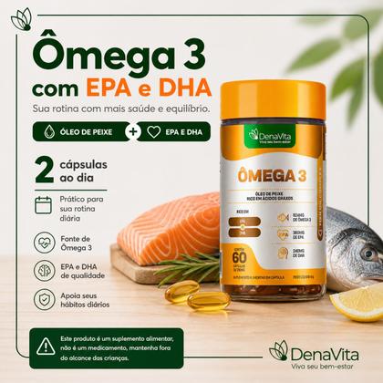 Imagem de Kit 2x Ômega 3 Ultra Concentrado 824mg EPA 360mg DHA 240mg, Saúde Cerebral E Cardiovascular Denavita