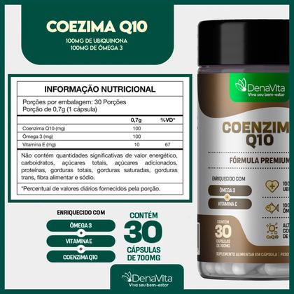 Imagem de Kit 2x Pote Coenzima Q10 + Ômega 3 + Vitamina E, Coq10, Tcm - Vegano - Denavita