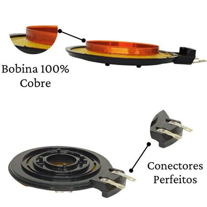 Imagem de Kit 2x Reparos Super Tweeter St 200 Compatível Com Selenium St200 Diafragma Fenólico 8 Ohms 100W Fácil Instalação