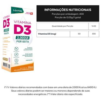 Imagem de KIT 2X Vitamina D3 Pura em Gotas 20ml - Lauton