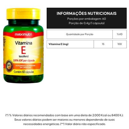 Imagem de KIT 2X Vitamina E 100% IDR 60 cápsulas - Maxinutri