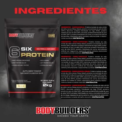 Imagem de Kit 2x Whey Protein 6 Six Protein 2kg + 1x Whey Protein 6 Six Protein 900g  Bodybuilders