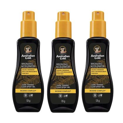 Imagem de Kit 3 Acelerador de Bronzeado Spray Gel Dark Tanning 125g Australian Gold