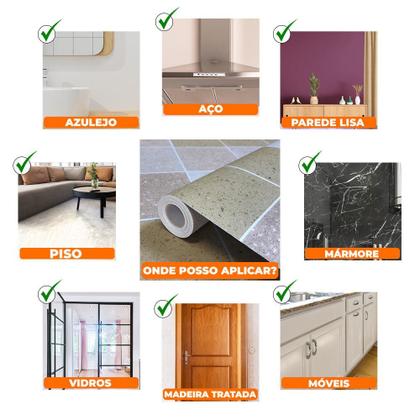 Imagem de Kit 3 Adesivo Vinilico Piso Lavavel Cimento Queimado 6M