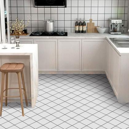 Imagem de Kit 3 Adesivo Vinilico Piso Lavavel Losangulo Branco 15m
