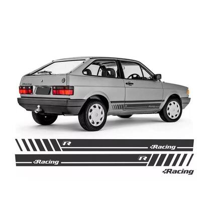 Imagem de Kit 3 Adesivos Faixa Lateral Vw Gol Quadrado Racing - Preto