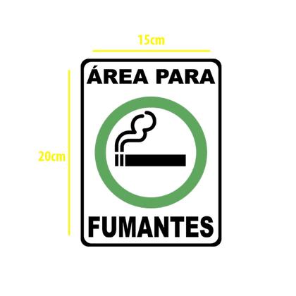 Imagem de Kit 3 Adesivos Placa Sinalização Área Para Fumantes 20x15cm