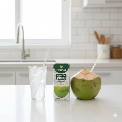 Imagem de Kit 3 agua de coco integral 200ml copra bebida natural hidratante sem açucar vitamina c