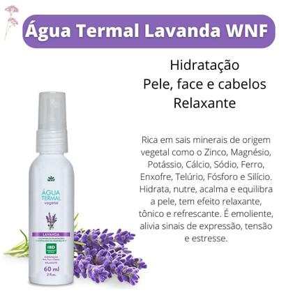 Imagem de Kit 3 Água Termal WNF: Lavanda, Gerânio e Alecrim 60ml - Para Hidratação do corpo, face e cabelos