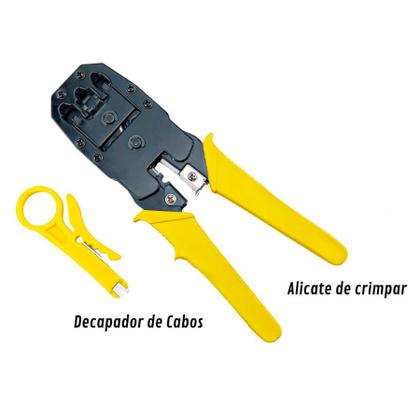 Imagem de Kit 3 Alicate Crimpar Terminal RJ45 RJ11 e RJ12 Decapador Cabo de Rede Crimpador