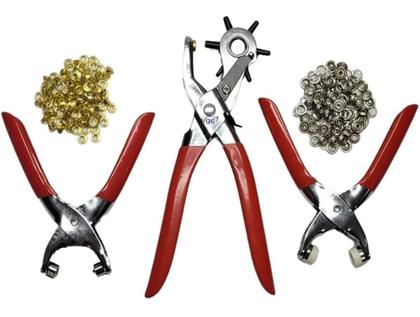 Imagem de Kit 3 Alicates Para Furar E Aplicar Ilhós E Botão Metal
