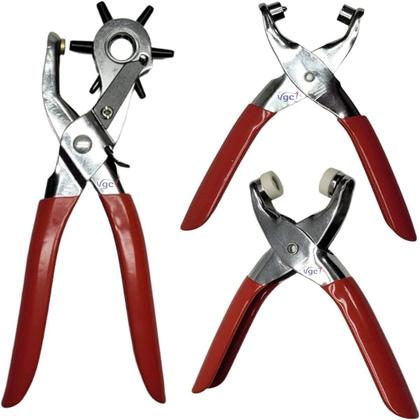 Imagem de Kit 3 Alicates Para Furar E Aplicar Ilhós E Botão Metal