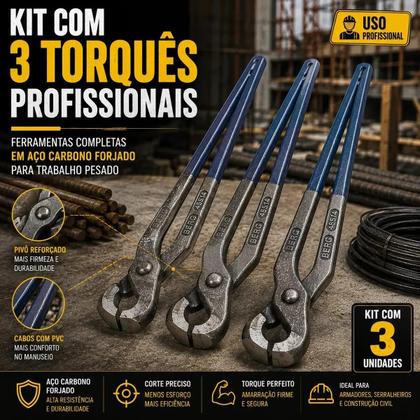 Imagem de Kit 3 Alicates Torquês Armador Berg 14 Polegadas Profissional Aço Carbono