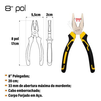 Imagem de Kit 3 Alicates - Universal, Bico e Corte Diagonal B-Tek