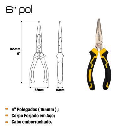 Imagem de Kit 3 Alicates - Universal, Bico e Corte Diagonal B-Tek