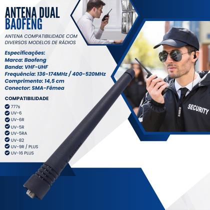 Imagem de Kit 3 Antena Dual Orignal Para Radio Baofeng BM77  777s UV-6R