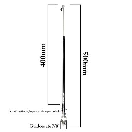 Imagem de Kit 3 Antena Moto Anti Cerol Corta Linha Pipa Fio Guidão Retrátil Segurança Proteção Cor Preta