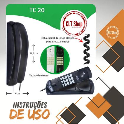 Imagem de Kit 3 Aparelho Telefone Fixo Gôngola com Fio e Teclado Luminoso mesa parede escritório prático